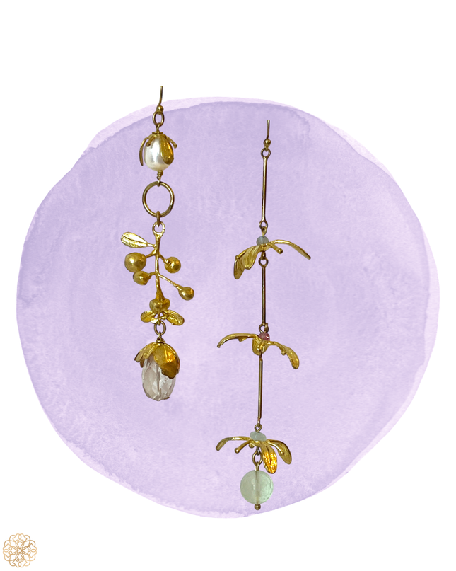 Floral tendril earrings