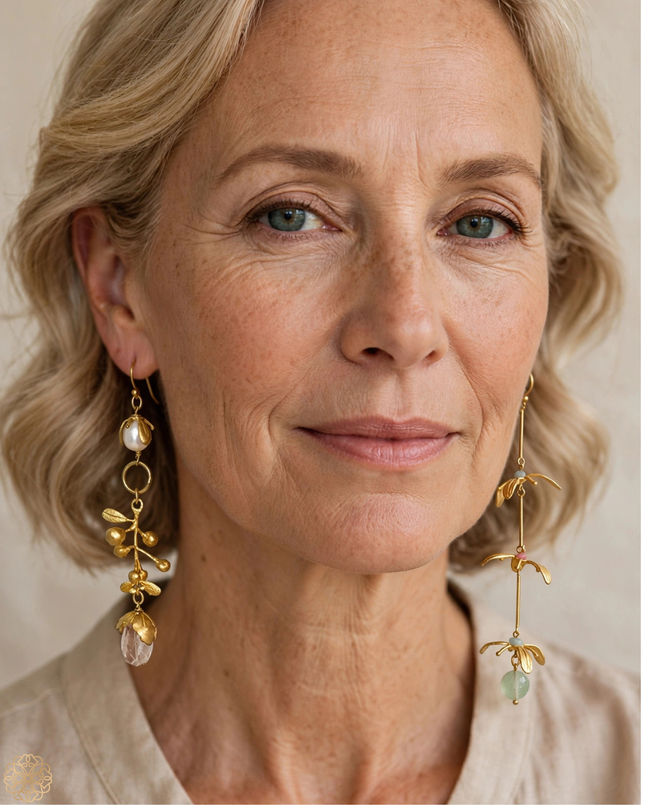 Floral tendril earrings