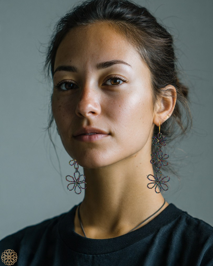 Bold beaded floral earrings