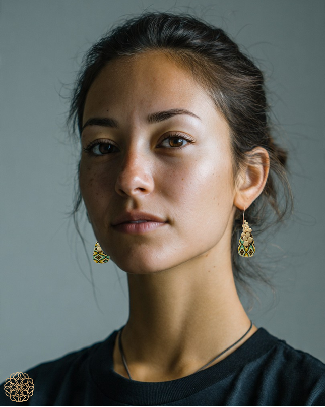 Globally inspired hanging drop earrings