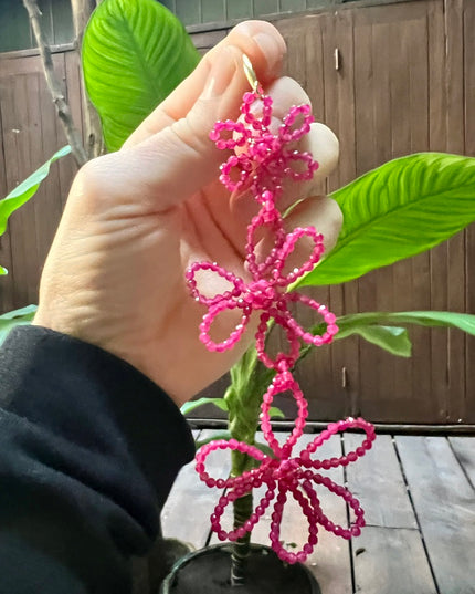Bold beaded floral earrings