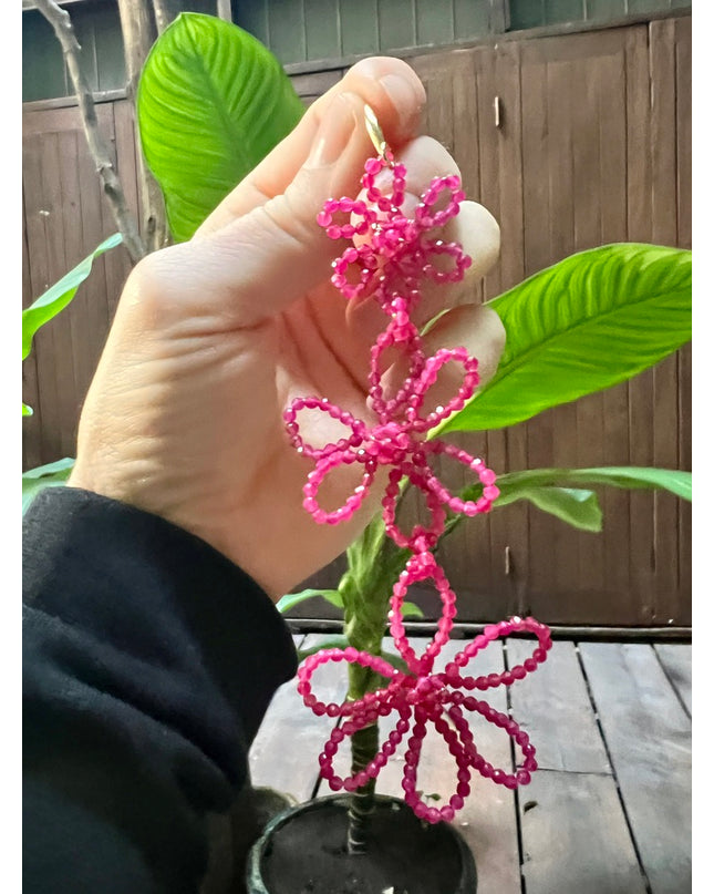 Bold beaded floral earrings