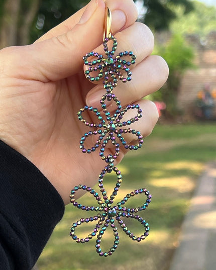 Bold beaded floral earrings