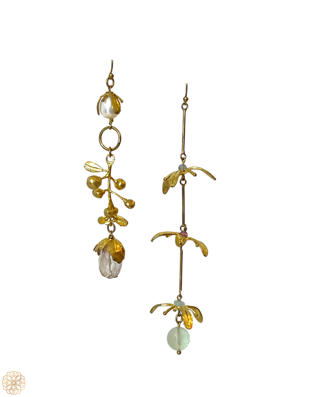 Floral tendril earrings