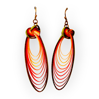 Organic bamboo drop statement earrings that burst with color