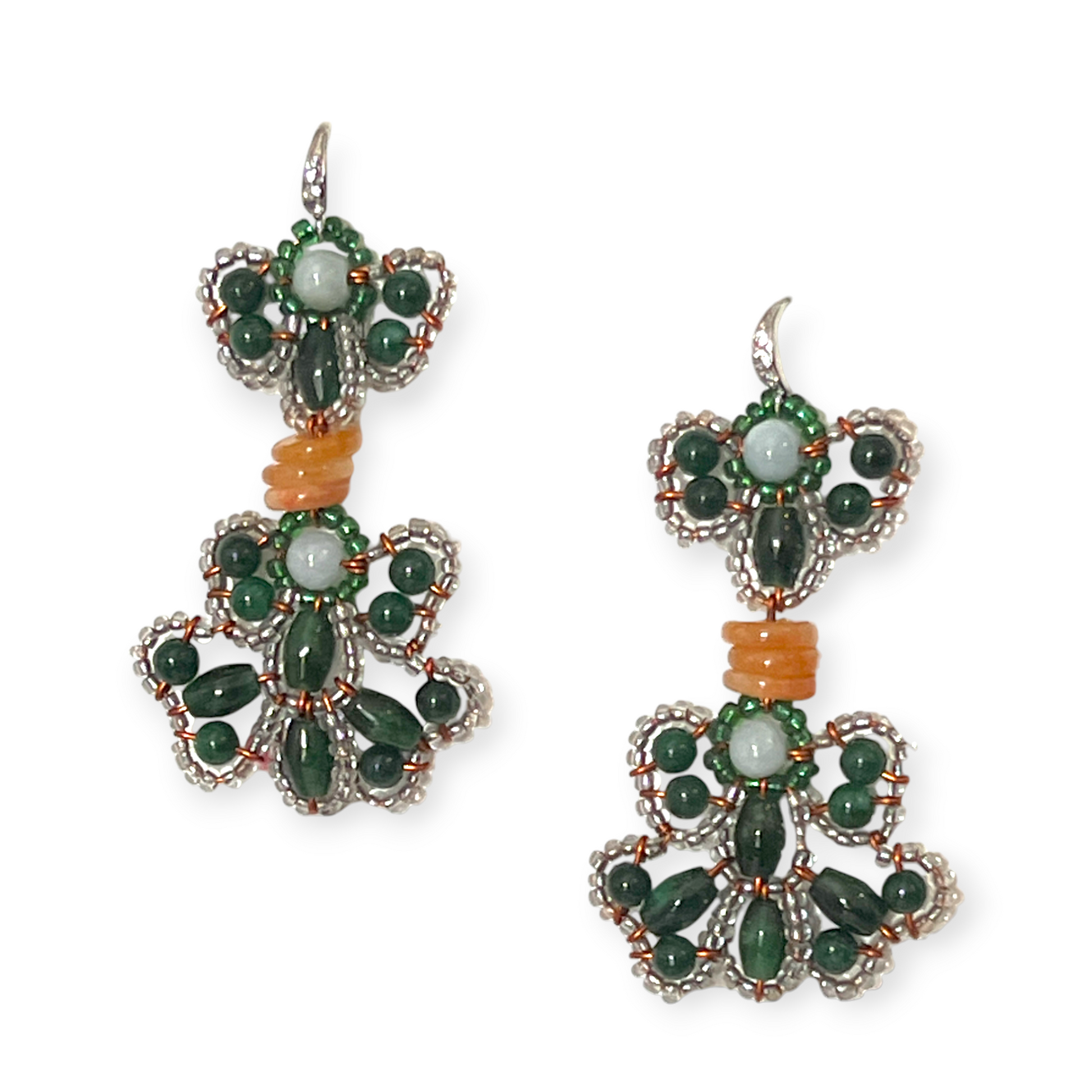Green gemstone dangling malachite and elbaite earrings - Sundara Joon