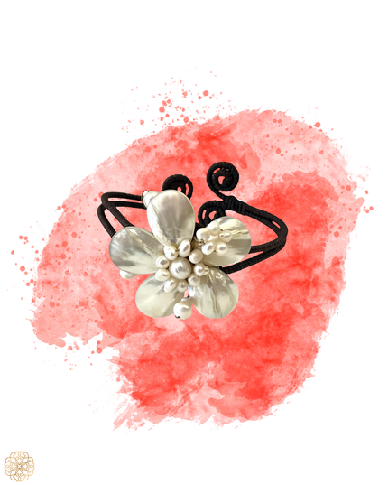 Floral designed cuff bracelet with pearl - Sundara Joon