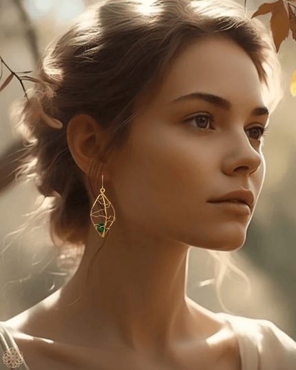 Airy leaf green gemstone drop earrings - Sundara Joon