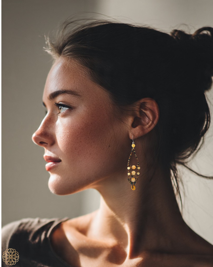 Multi-tiered amber drop earrings - Sundara Joon