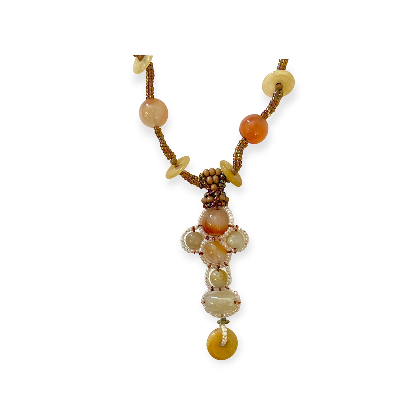 Earth tone amber pendant necklace