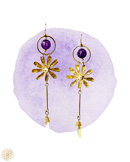 Amethyst daisy dangling earring - Sundara Joon