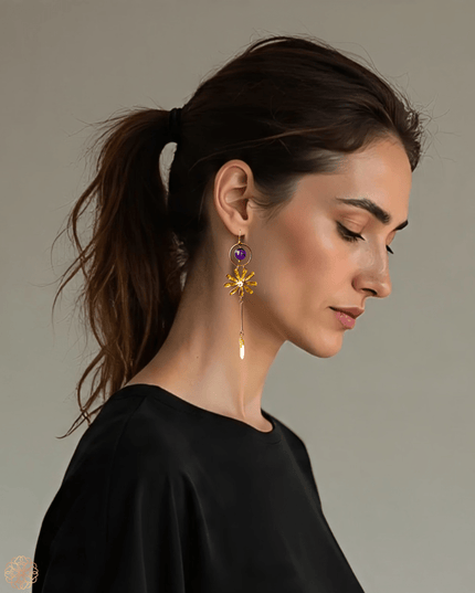 Amethyst daisy dangling earring - Sundara Joon