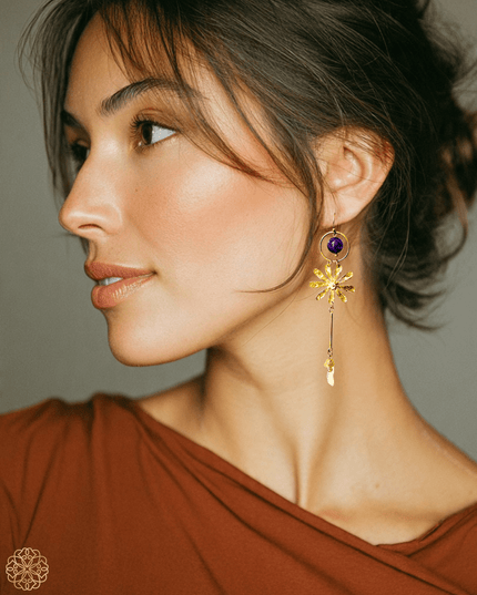 Amethyst daisy dangling earring - Sundara Joon