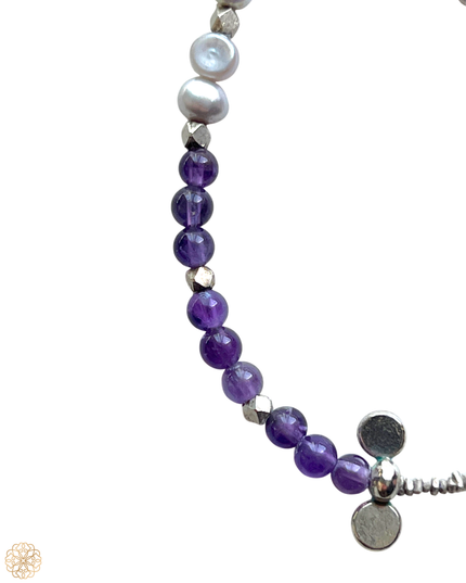 One-of-a-Kind Amethyst, Pearl & Silver Bracelet | Sundara Joon