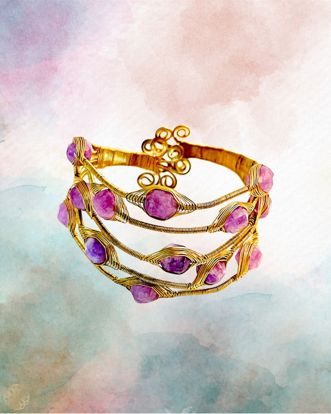 Bold multi layered woven gemstone bracelet - Sundara Joon
