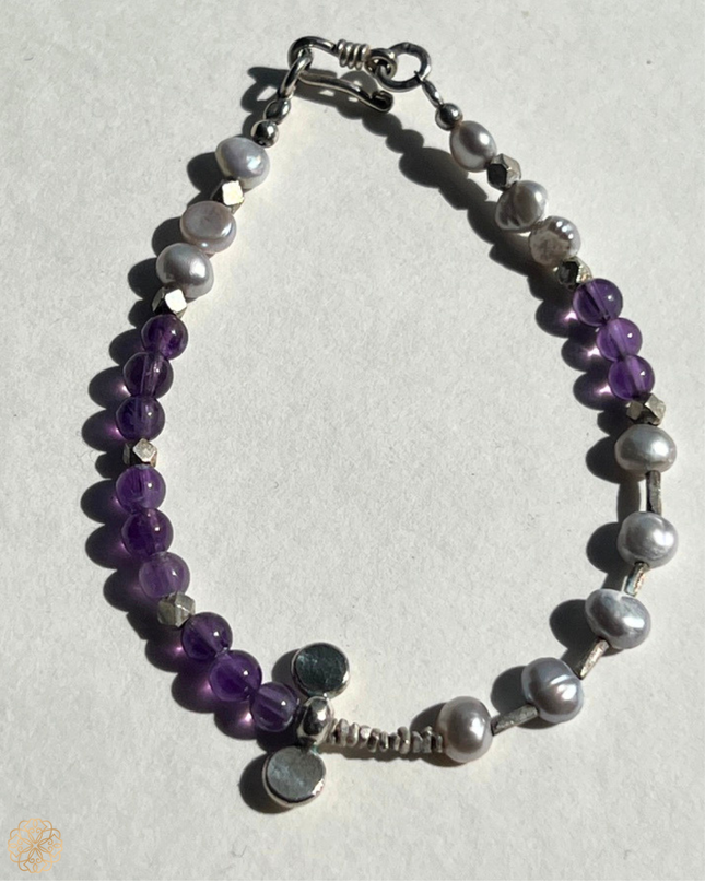One-of-a-Kind Amethyst, Pearl & Silver Bracelet | Sundara Joon
