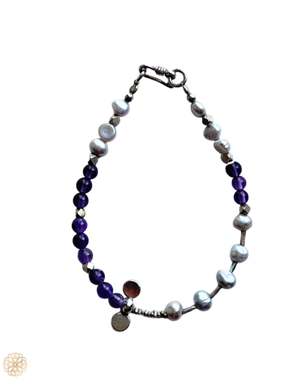 One-of-a-Kind Amethyst, Pearl & Silver Bracelet | Sundara Joon