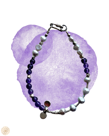 One-of-a-Kind Amethyst, Pearl & Silver Bracelet | Sundara Joon