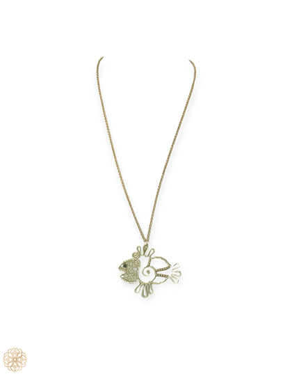 Aquatic friend brass and gemstone pendant necklace - Sundara Joon