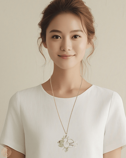 Aquatic friend brass and gemstone pendant necklace - Sundara Joon