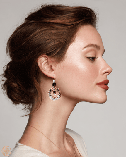 Art deco inspired circle of larimar earrings - Sundara Joon