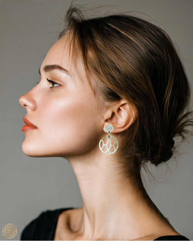 Asian geometric drop earring in earth tones - Sundara Joon