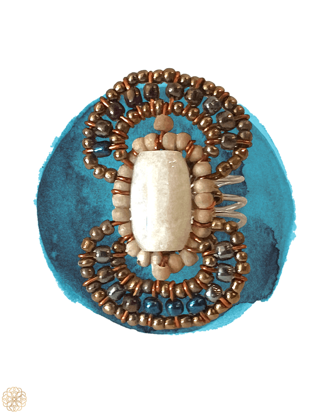 Beaded gemstone figure 8 ring - Sundara Joon