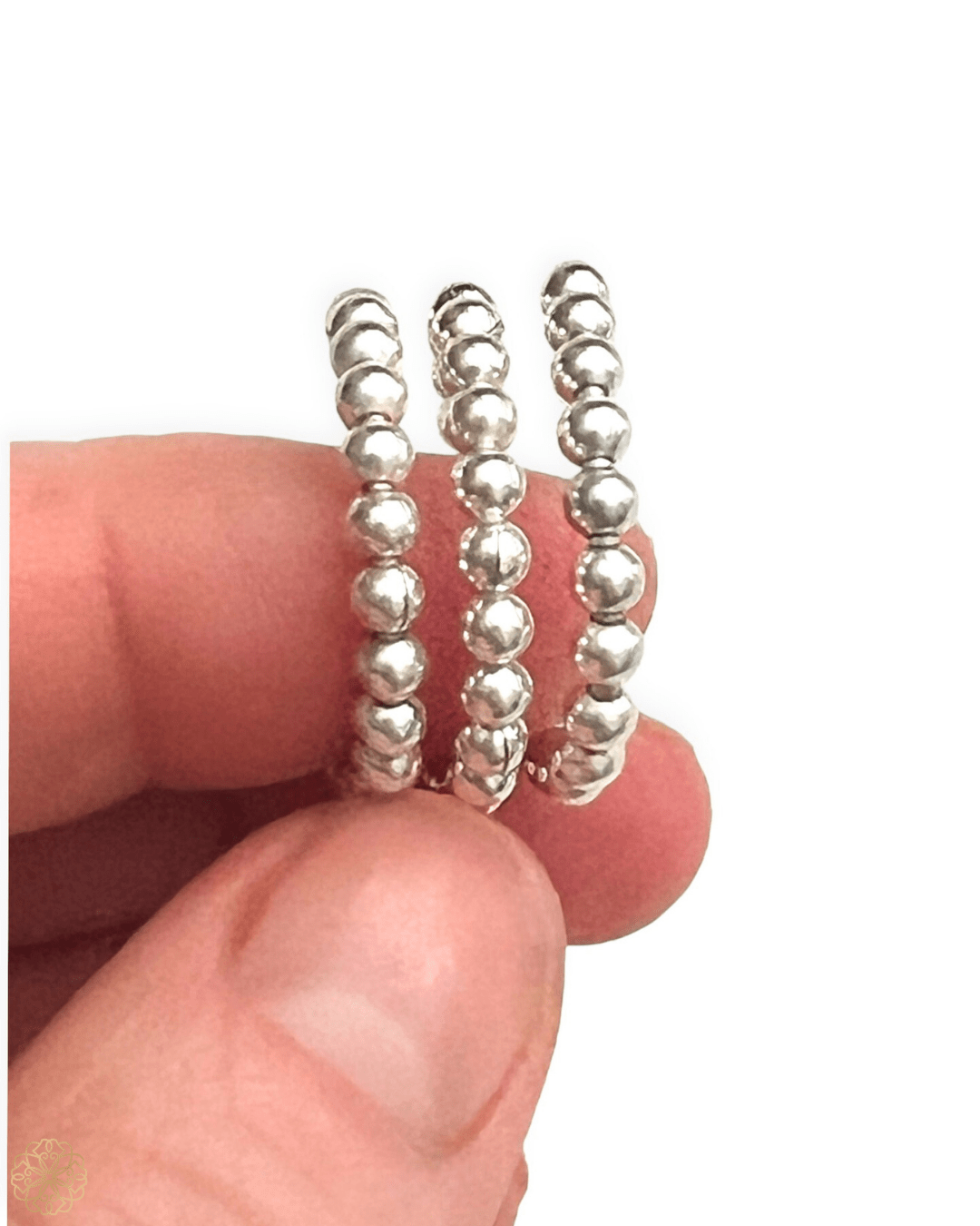 Silver Beaded Rings Beaded silver ring in a serpentine style - Sundara Joon