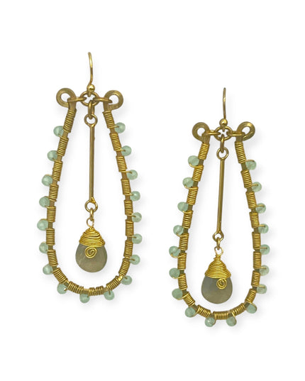 Beaded tribal hoops that make a statement in grey - Sundara Joon