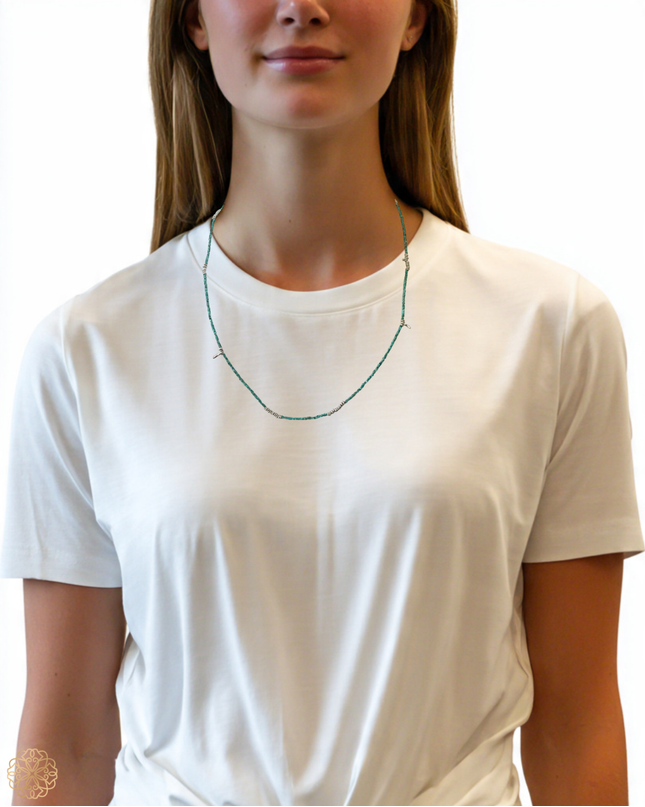 One-of-a-Kind Turquoise and Silver Beaded Necklace | Sundara Joon