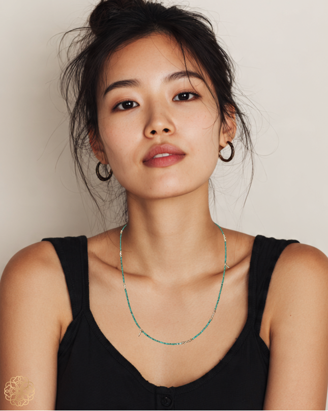 One-of-a-Kind Turquoise and Silver Beaded Necklace | Sundara Joon