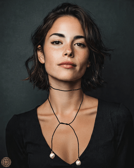 Pearl and black onyx lariat necklace exclusively at Sundara Joon