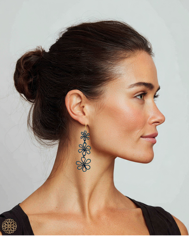 Bold beaded floral earrings
