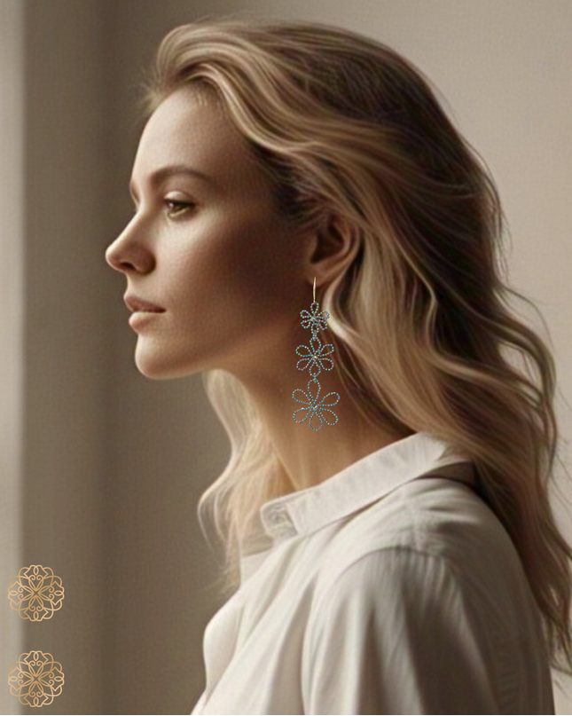 Bold beaded floral earrings