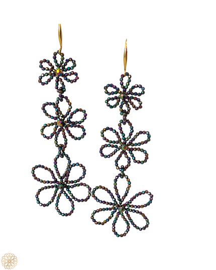 Bold beaded floral earrings