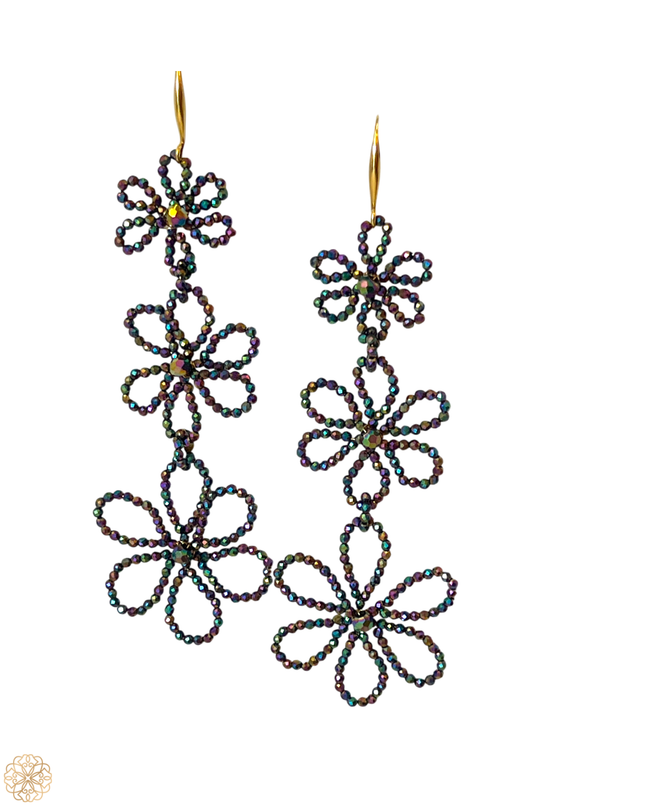 Bold beaded floral earrings