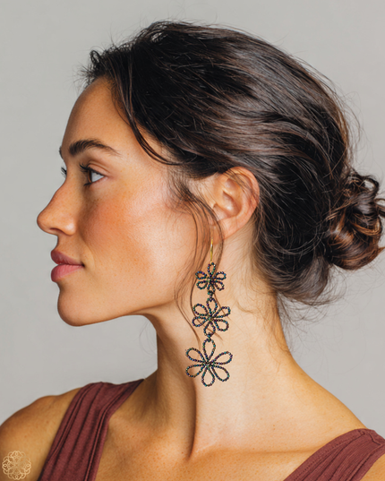 Bold beaded floral earrings