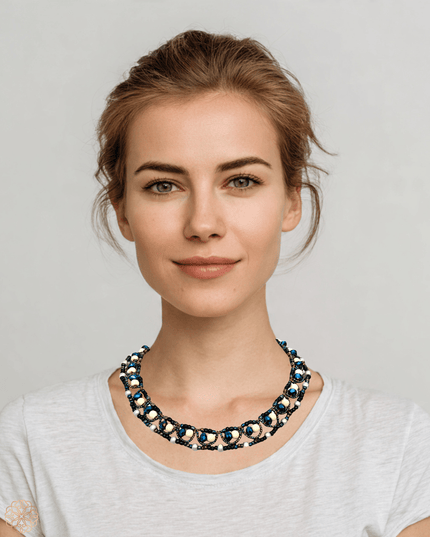 Blue beaded choker length necklace - Sundara Joon