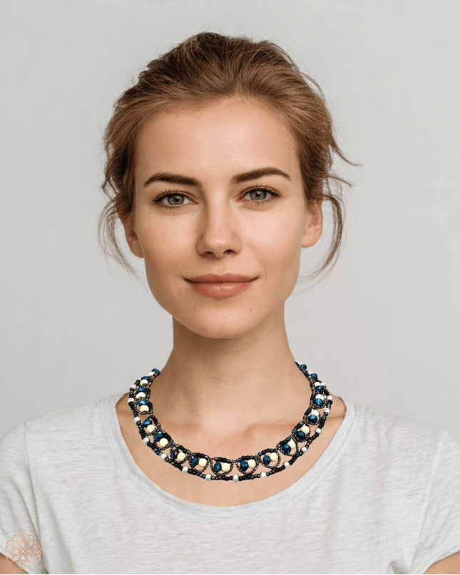 Blue beaded choker length necklace - Sundara Joon