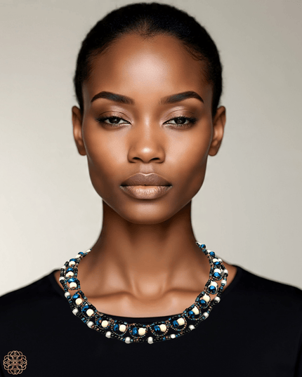 Blue beaded choker length necklace - Sundara Joon
