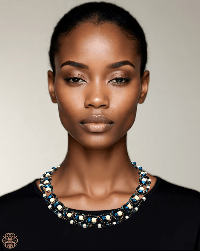 Blue beaded choker length necklace - Sundara Joon