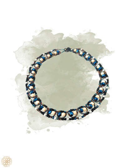 Blue beaded choker length necklace - Sundara Joon
