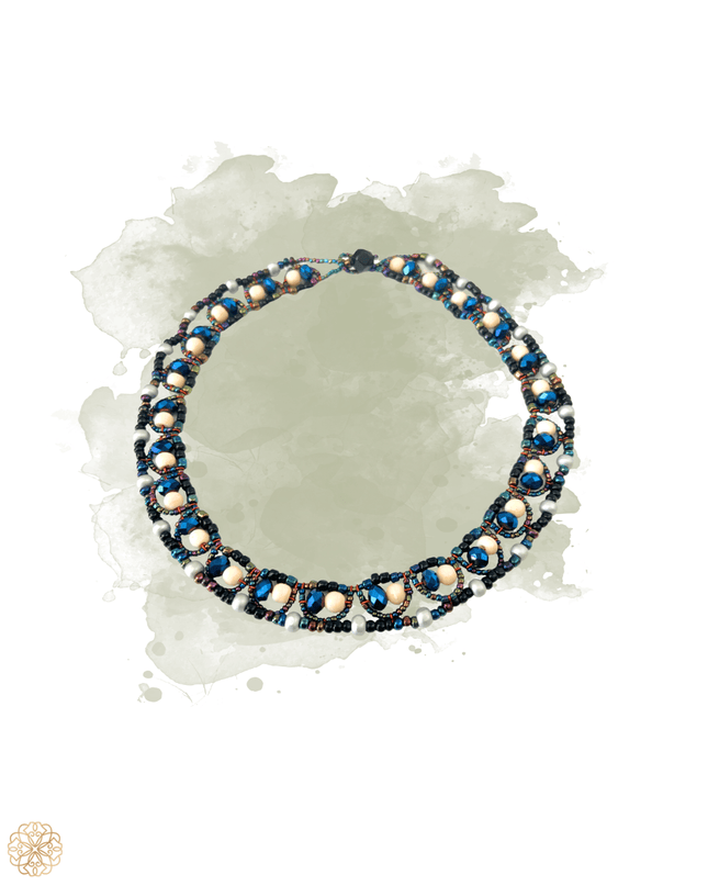 Blue beaded choker length necklace - Sundara Joon