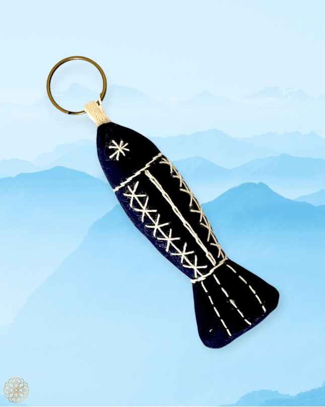 Blue fish fabric key chain - Sundara Joon