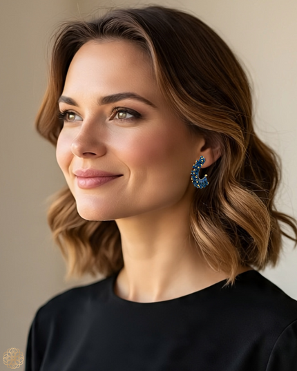 Colorful beaded hoop earrings