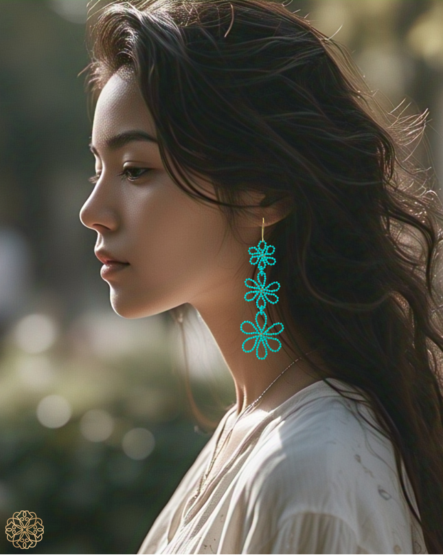 Bold beaded floral earrings