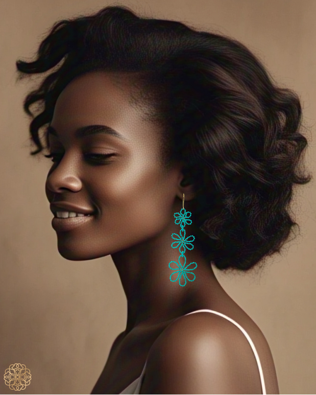 Bold beaded floral earrings