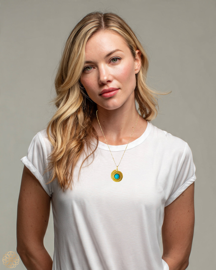 Spiral pendant with bright colored stone - Sundara Joon