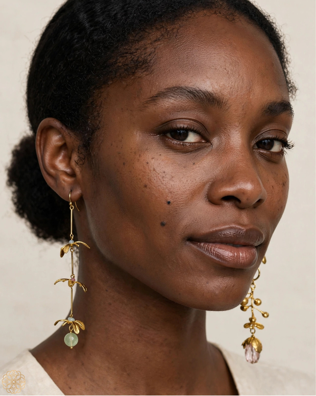 Floral tendril earrings