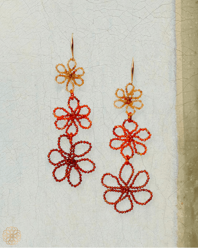 Bold beaded floral earrings - Sundara Joon